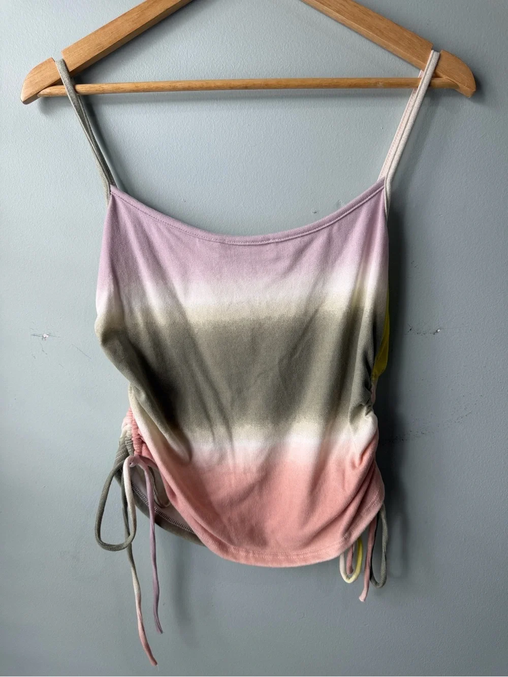 A.gain Ombre Ruched Drawstring Crop Top Size L - Picture 7 of 7